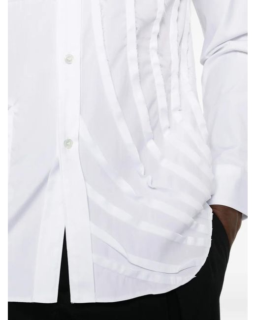 Comme des Garçons White Long-Sleeve Button-Down Cotton Shirt for men
