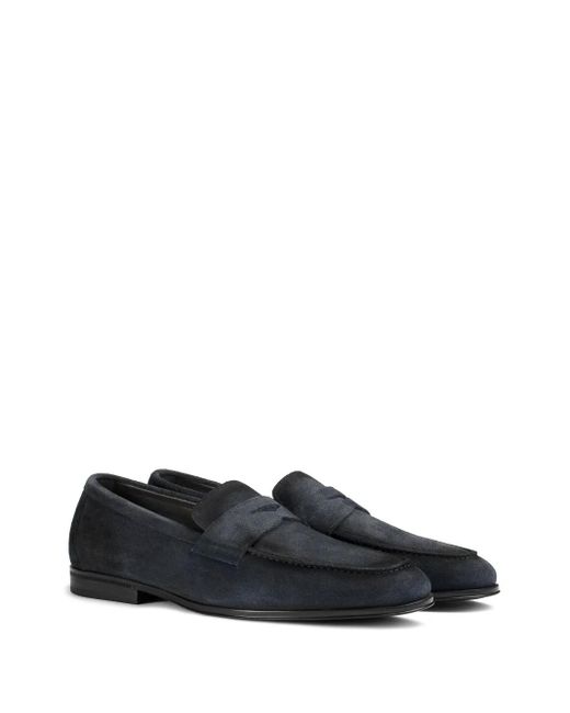 Doucal's Blue Suede Loafers for men
