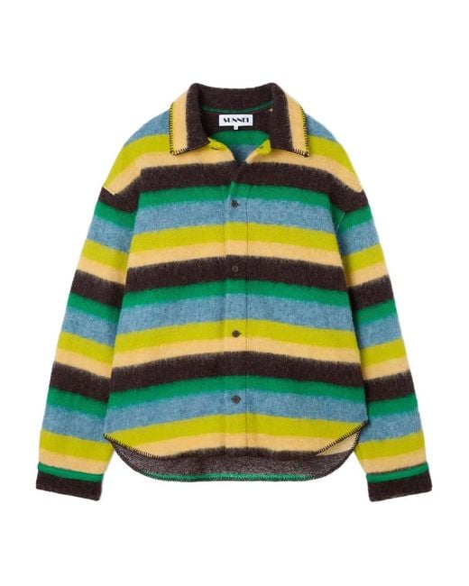 Sunnei Yellow Striped Over Shirt