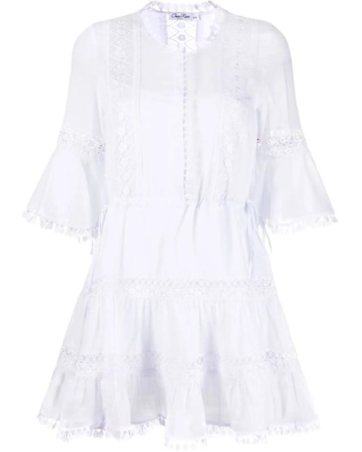 Charo Ruiz White Lace-Detail Cotton Shirtdress