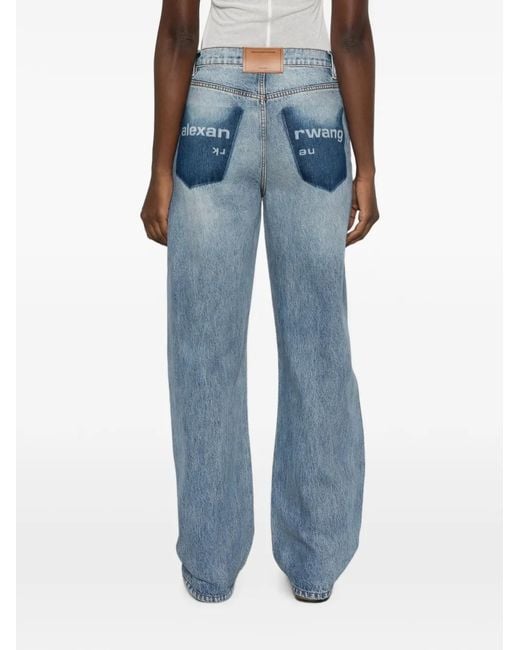 Alexander Wang Blue Logo-Detail Belt-Loop Jeans