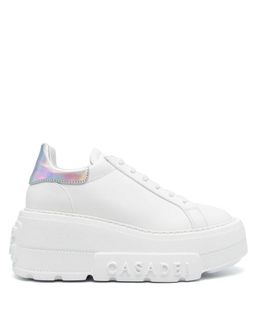 Casadei White Nexus Flash Leather Sneakers