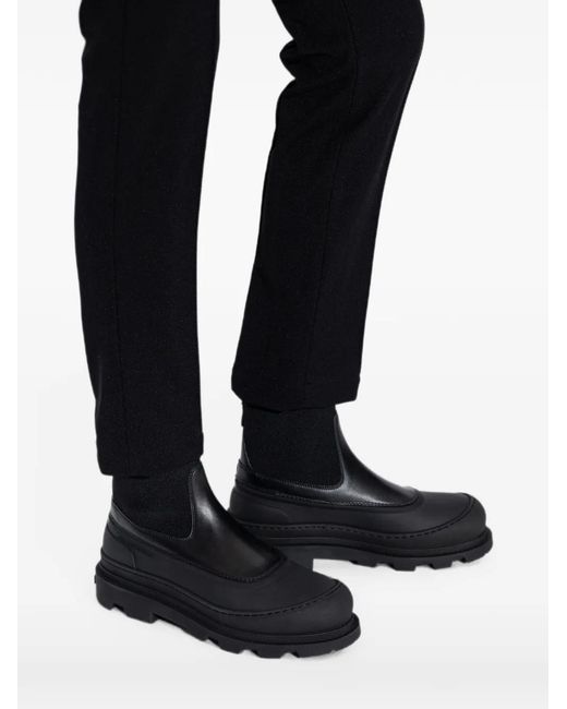 Moncler Black Vera Edge Leather Ankle Boots
