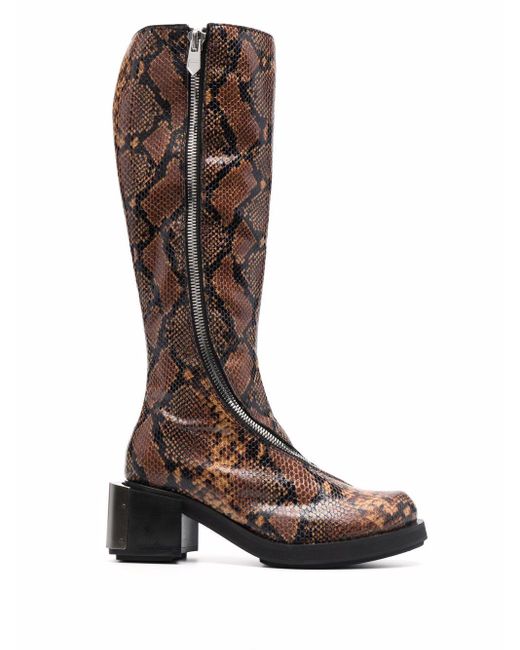Botas altas con efecto de piel de serpiente GmbH de Cuero de color Marrón |  Lyst