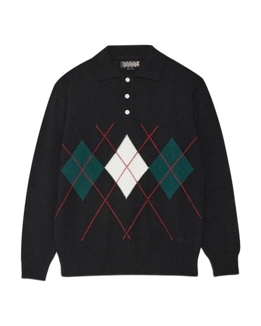 Baracuta Black Argyle Button Polo Shirt for men