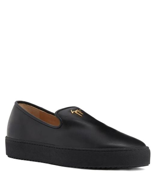Giuseppe Zanotti Black Kobe Logo-Plaque Slip-On Sneakers for men