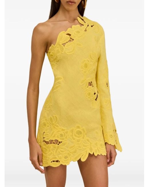 Cult Gaia Yellow Marlena One-Shoulder~Mini Dress
