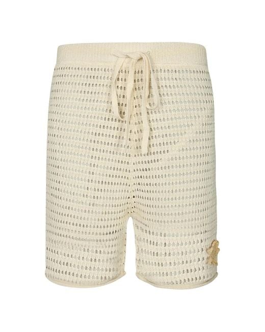 Commas White Crochet-Knit Shorts for men