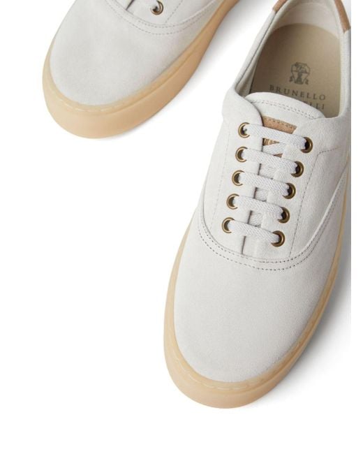Brunello Cucinelli Sneakers aus Wildleder in White für Herren