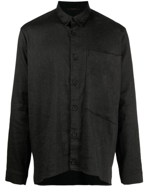 Transit Black Patch-pocket Button-up Shirt for men