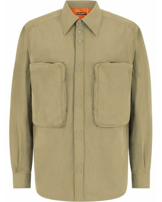 Dolce & Gabbana Green Drawstring-Waist Shirt for men
