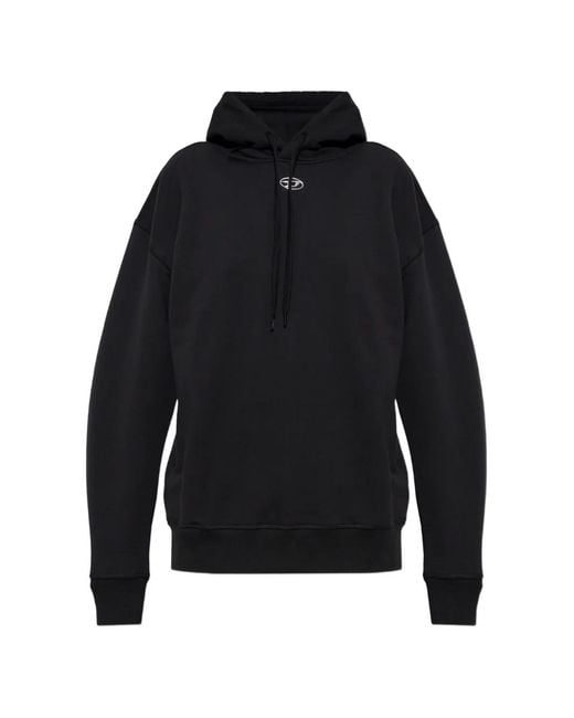 DIESEL Blue F-Buxt-Hood-Ood Logo-Plaque Drawstring Hoodie