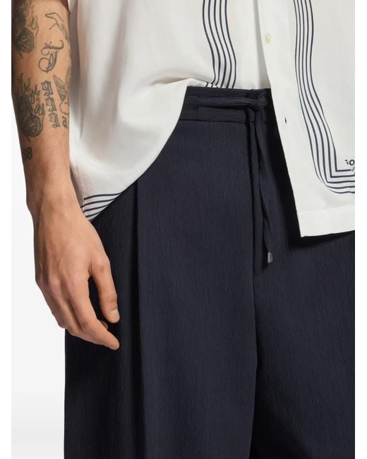 HUGO Blue Drawstring Pleated Trousers for men