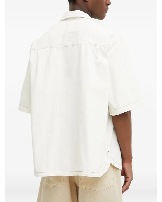 IRO Natural Contrast-Stitching Short-Sleeved Shirt Jacket for men