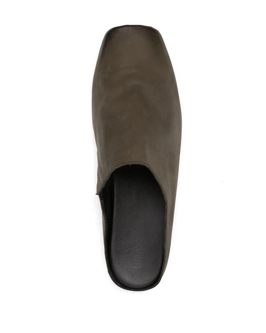 Uma Wang Brown Square-Toe Leather Slippers for men