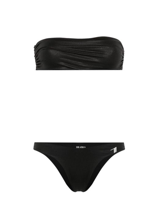 The Attico Black Rubberised-logo Bikini