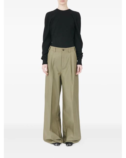 Maison Margiela Green Pleated Straight Trousers