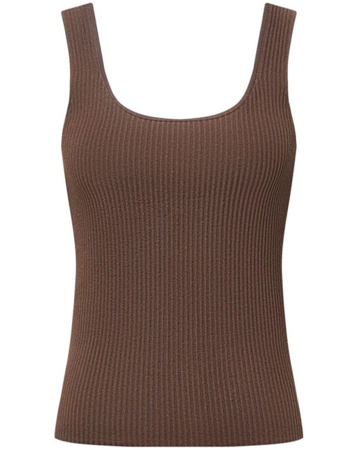 12 STOREEZ Brown Ribbed-knit Tank Top