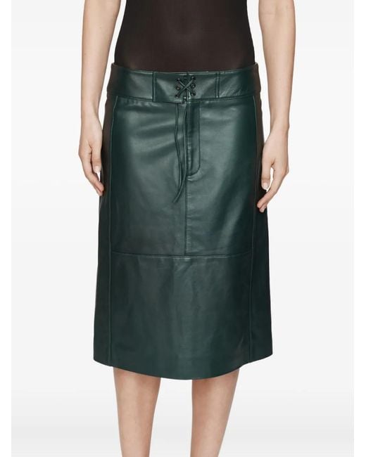 Christopher Esber Green Eddie Panelled Leather Midi Skirt