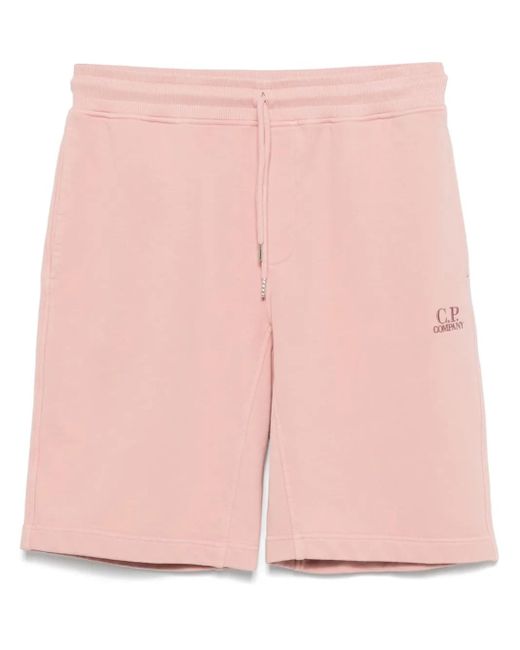 C P Company Pink Diagonal Fleece Shorts for men