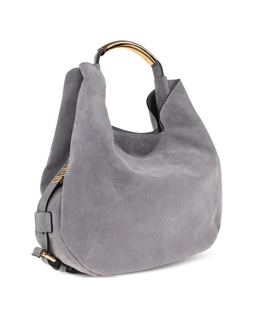 Moschino Gray Suede Handbag