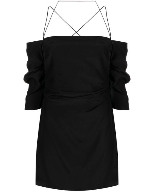 GAUGE81 Off-shoulder Mini-jurk in het Black