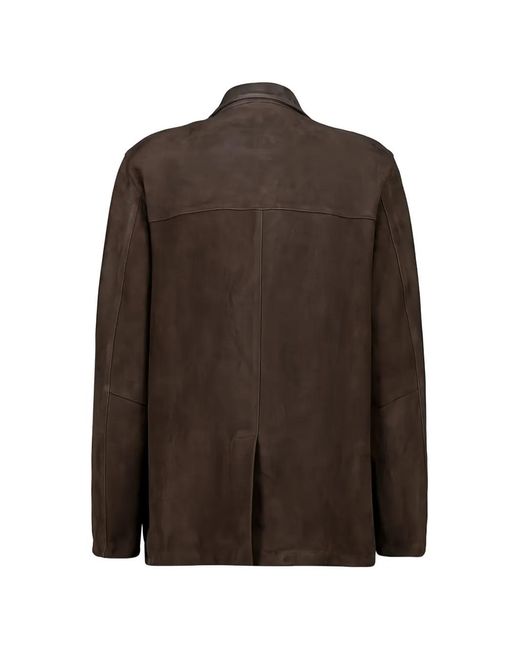 Boglioli Brown Buttoned Leather Jacket for men