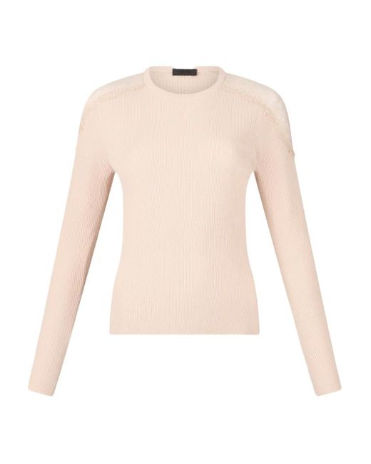 Liu Jo White Gerippter Pullover mit Spitzendetail