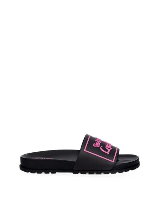 Versace Jeans Couture White Logo-Print Slides
