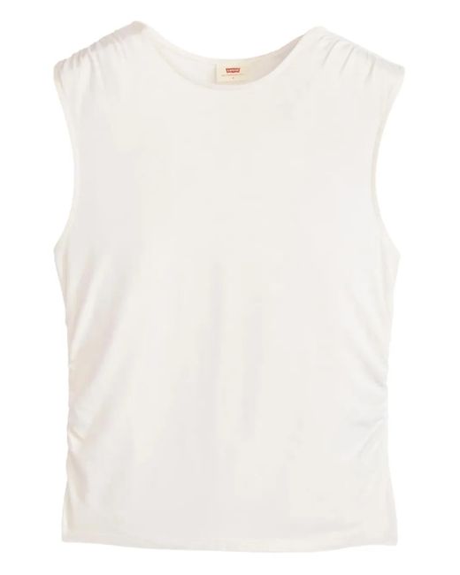 Levi's White Ruched-Design Sleeveless Top