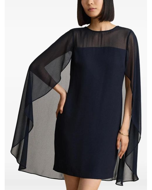 Ralph Lauren Blue Cape-Overlay Mini Dress