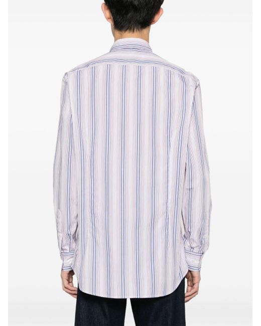 Etro Blue Pegaso Striped Cotton Shirt for men