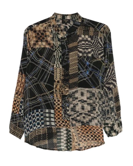Yavi Blouse Met Patchwork in het Gray