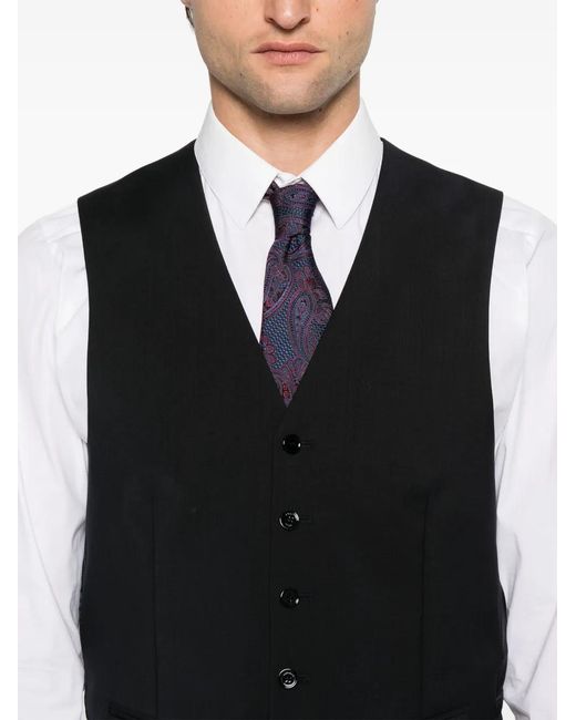 Fursac Black V-Neck Waistcoat for men