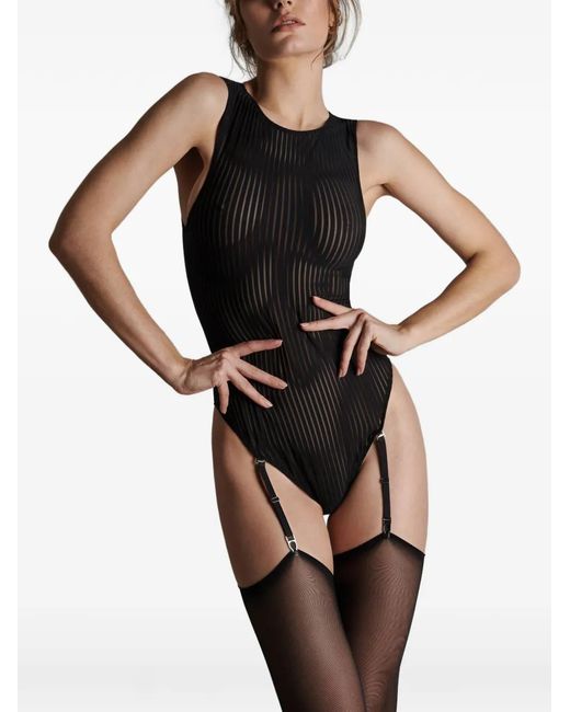 Maison Close Black Striped Bodysuit