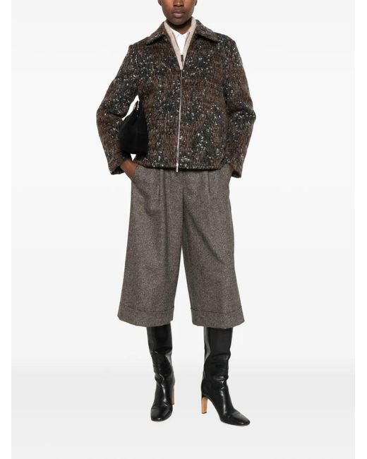 Peserico Brown Zip-Up Collared Jacket