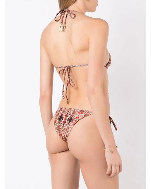 Amir Slama White Floral-Print Halterneck Bikini