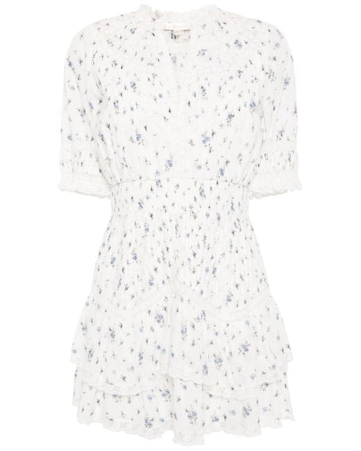 LoveShackFancy White Clovis Kleid mit Blumen-Print