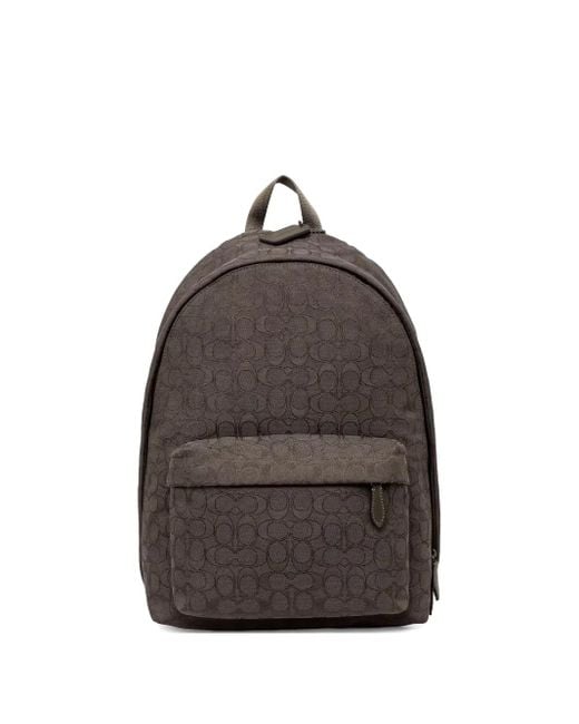 COACH Brown Monogram-Pattern Backpack for men
