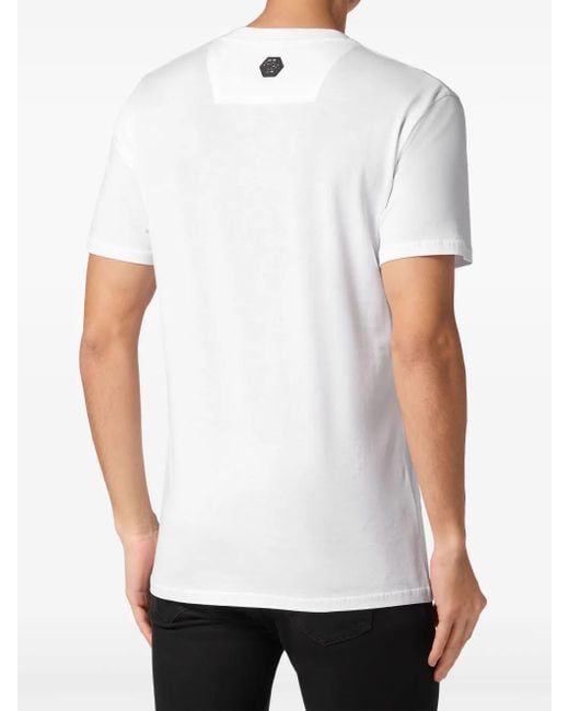 Philipp Plein White Tattoo-Print Cotton T-Shirt for men