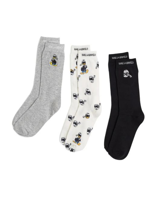 Karl Lagerfeld White X Disney All-Over Print Socks (Pack Of Three)