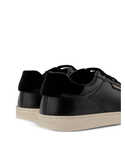 Ferragamo Black Low-Top Leather Sneakers