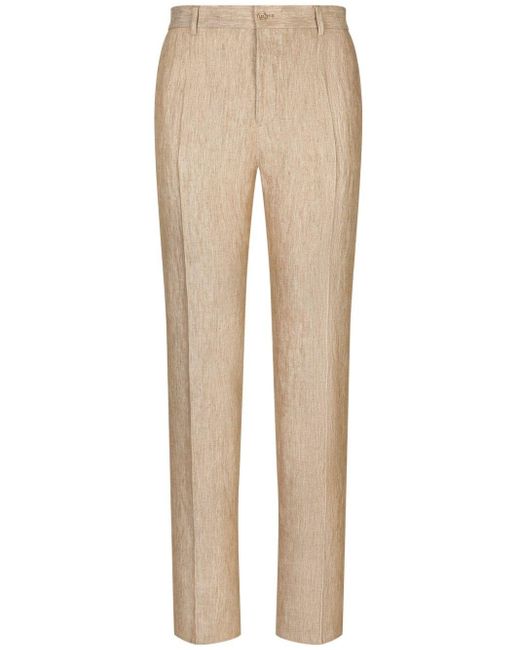 Dolce & Gabbana Natural Linen Tailored Trousers for men