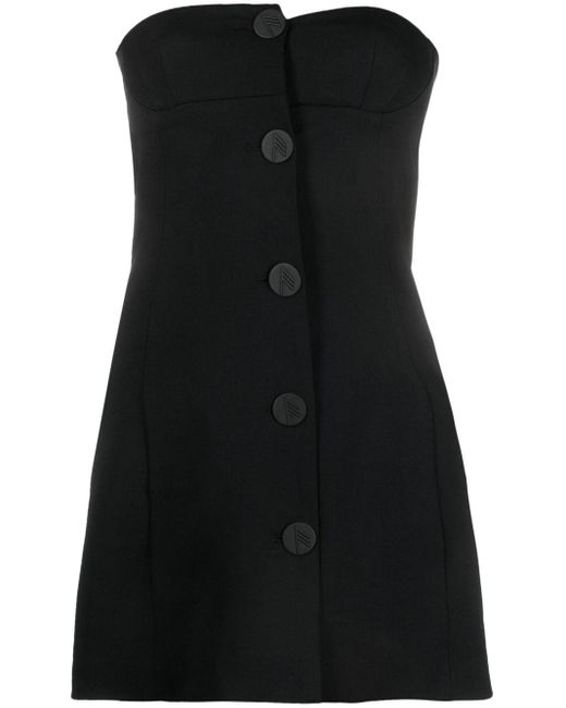 The Attico Asymmetric Buttoned Minidress in het Black
