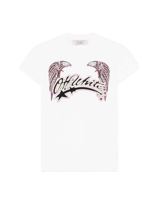 Off-White c/o Virgil Abloh White X Swarovski Crystal-Embellished Graphic-Print T-Shirt