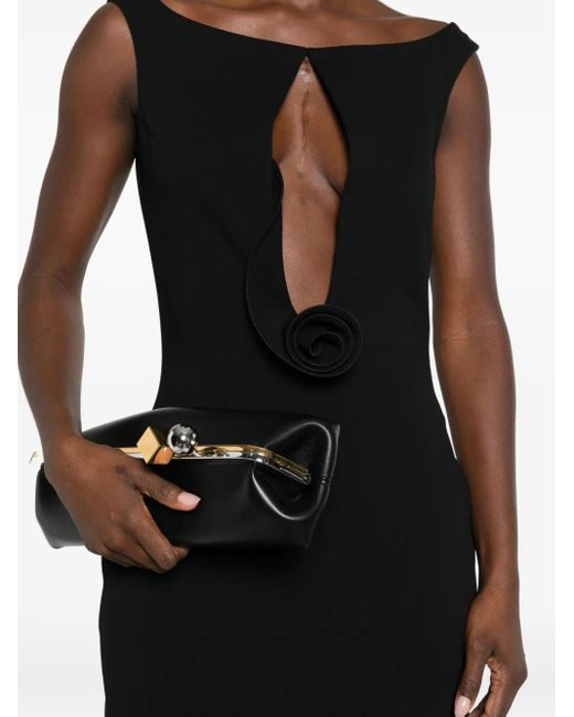 Magda Butrym Black Rosette-Detail Cut-Out Maxi Dress