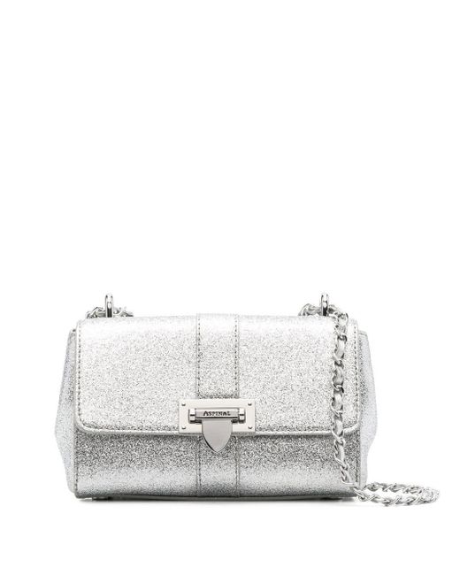 Aspinal of London Lottie Micro Glitter Bag in White Lyst Australia