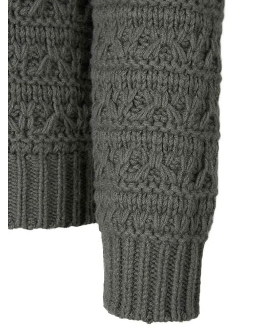 Canali Gray Cable-Knit Sweater for men