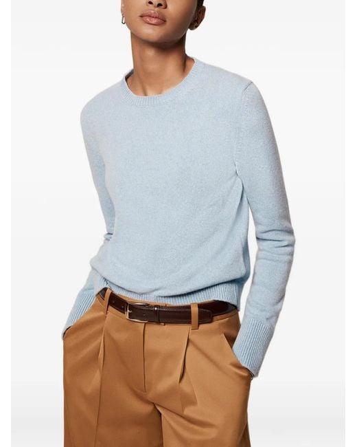 Another Tomorrow Blue Cashmere Crew-Neck Sweater