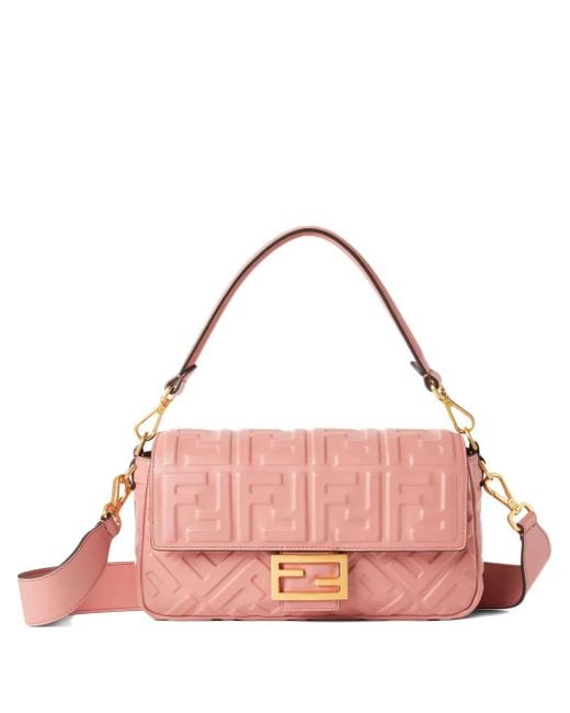Fendi Pink Mittelgroße Baguette Schultertasche mit Steppung
